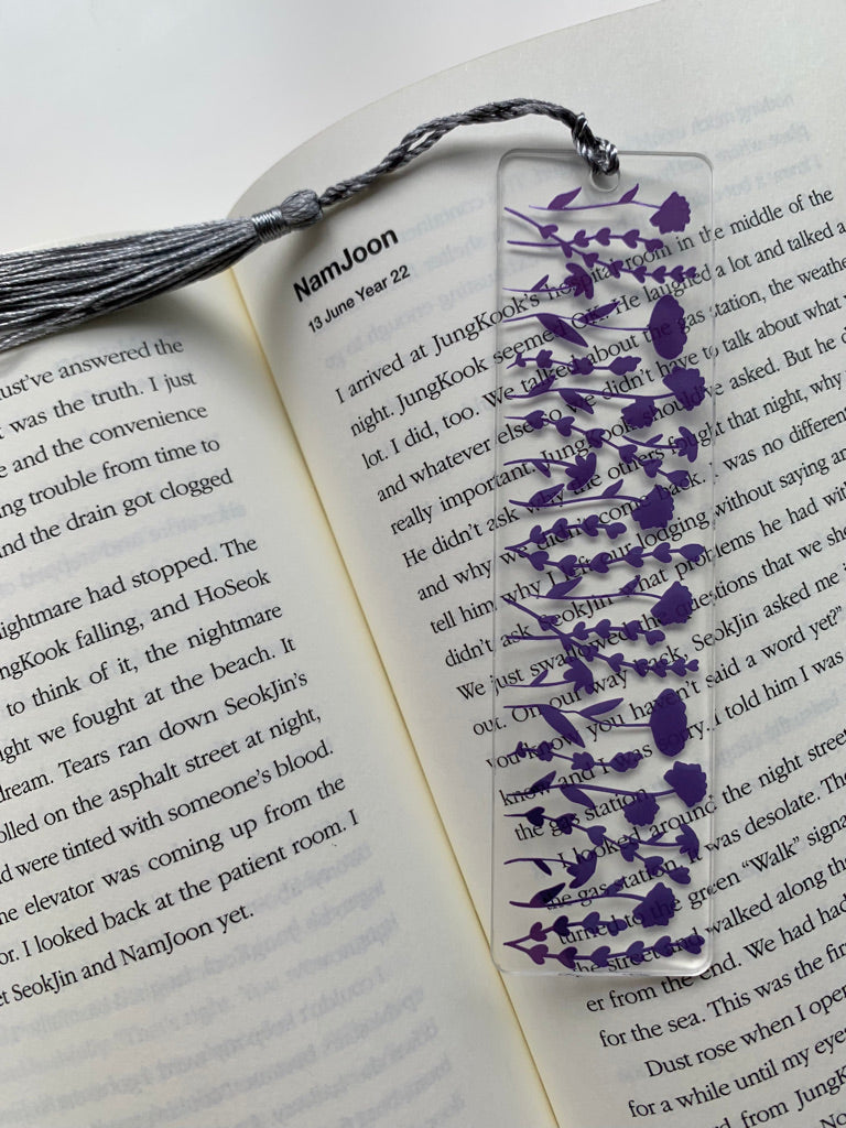 Wildflower acrylic floral bookmark with tassel