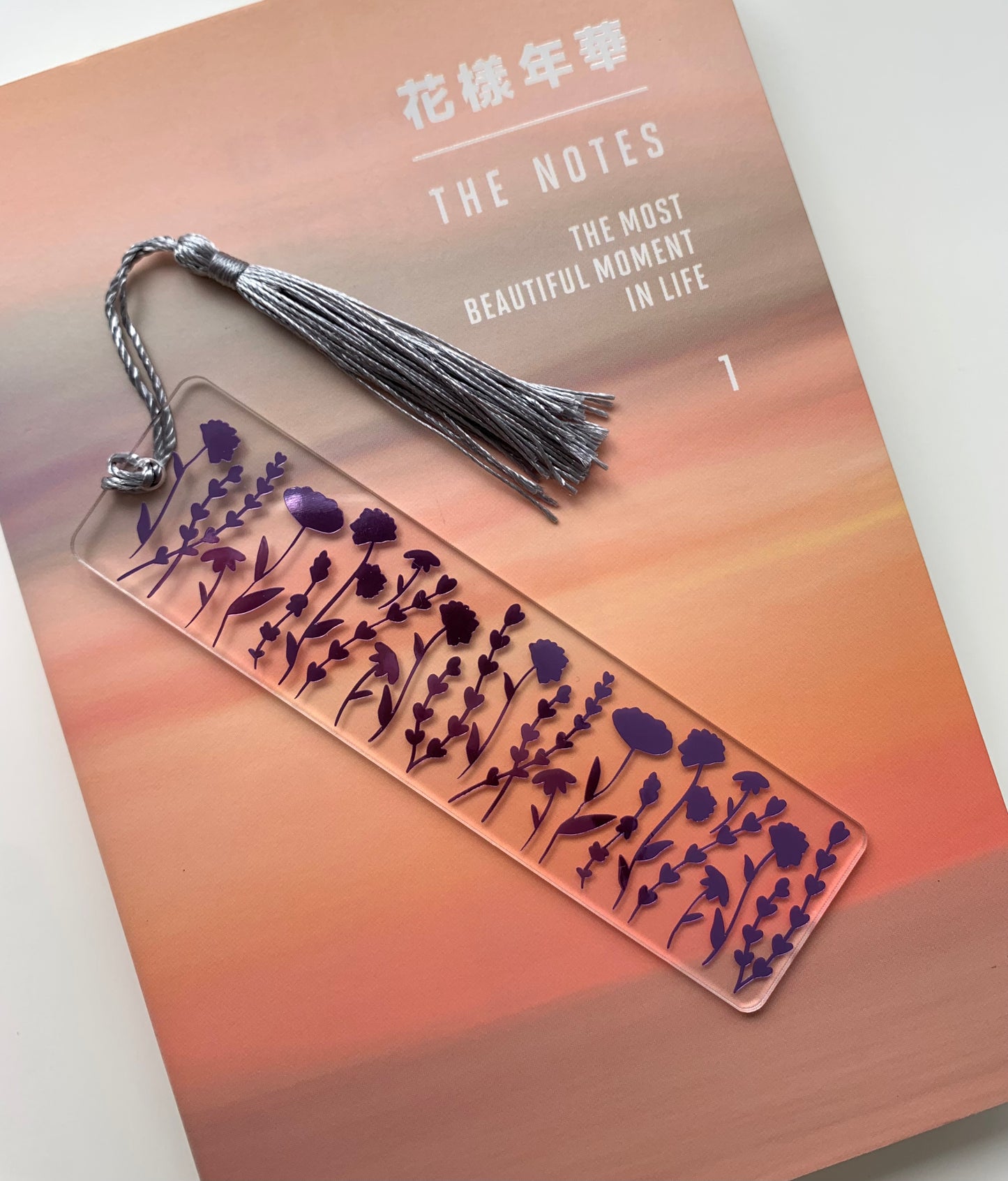Wildflower acrylic floral bookmark with tassel