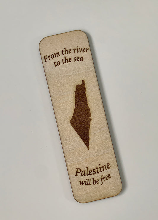 Engraved wooden bookmark - From the river to the sea, Palestine will be free