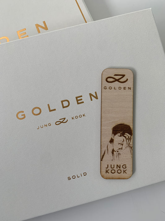 Engraved wooden bookmark - Jungkook GOLDEN inspired
