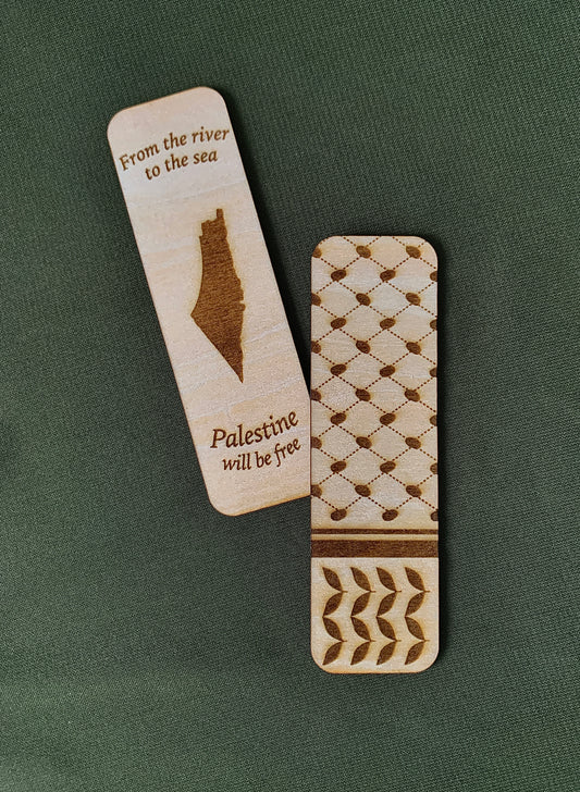 Engraved wooden bookmark - From the river to the sea, Palestine will be free