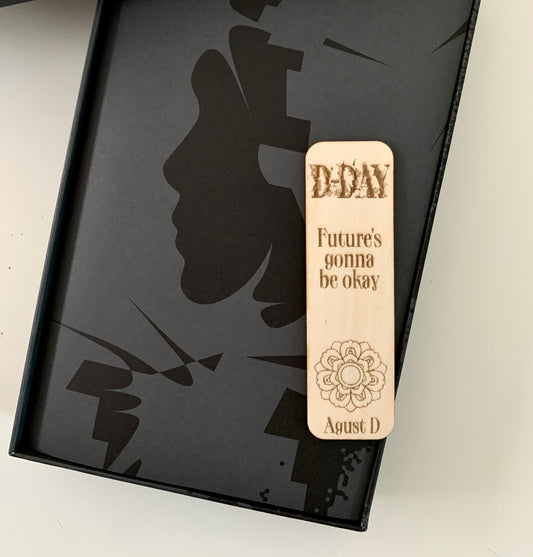 Engraved wooden bookmark - Agust D D-DAY inspired