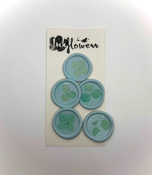 Hydrangea flower petal self adhesive wax seals - Inkflowerr