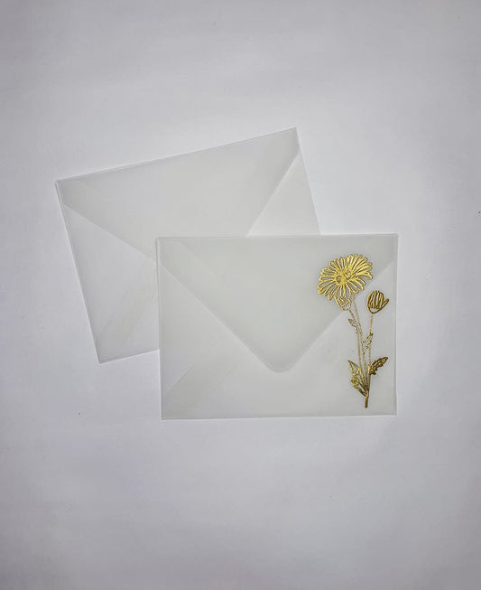Plain/Embossed Gold Daisy Vellum A2 Envelopes - Inkflowerr