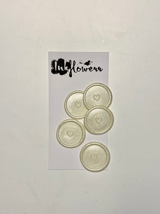 Mini Heart ivory pearl self adhesive wax seals - Inkflowerr