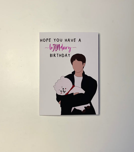 "Hope you have a leJINdary birthday" Seokjin inspired greeting card - Inkflowerr