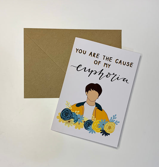 "You are the cause of my euphoria" BTS Jungkook inspired greeting card - Inkflowerr