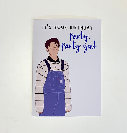 "It’s your birthday party party yeah" BTS Jungkook inspired birthday greeting card - Inkflowerr