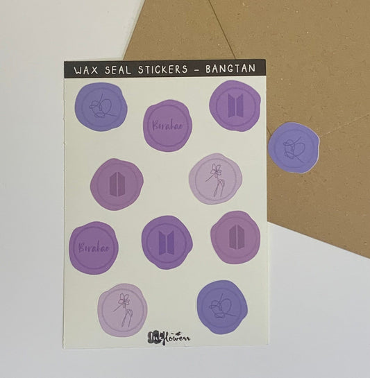 Wax Seals - BTS inspired purple matte sticker sheet