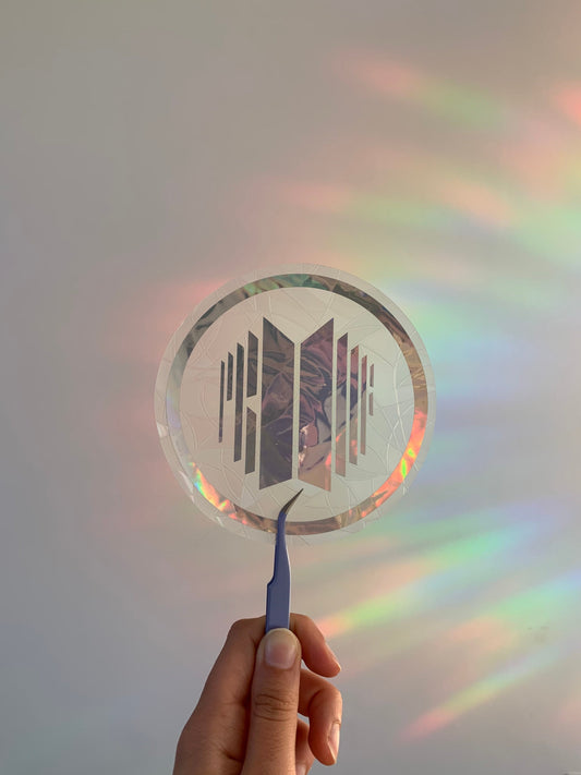 BTS PROOF logo rainbow sun catcher