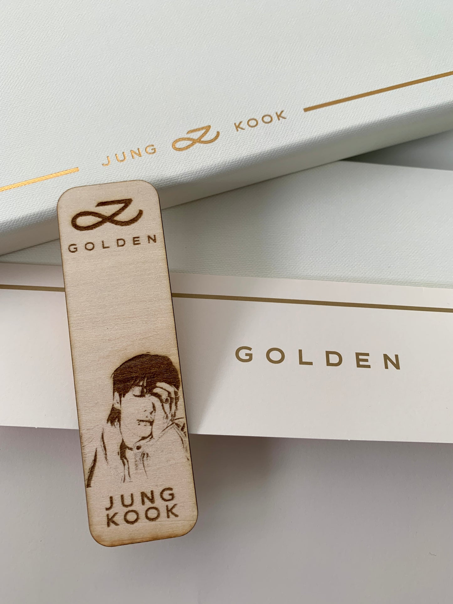 Engraved wooden bookmark - Jungkook GOLDEN inspired