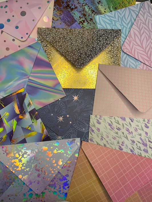 Mystery 5x7 handmade envelopes - pack of 5