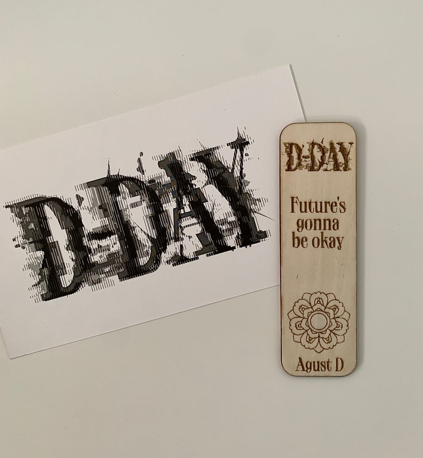 Engraved wooden bookmark - Agust D D-DAY inspired