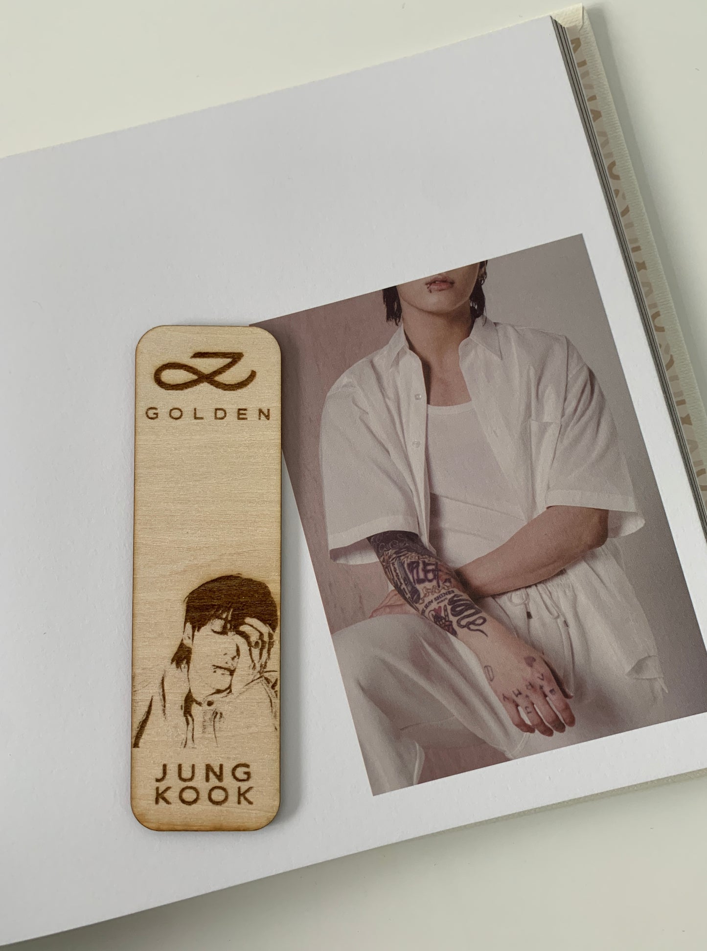 Engraved wooden bookmark - Jungkook GOLDEN inspired