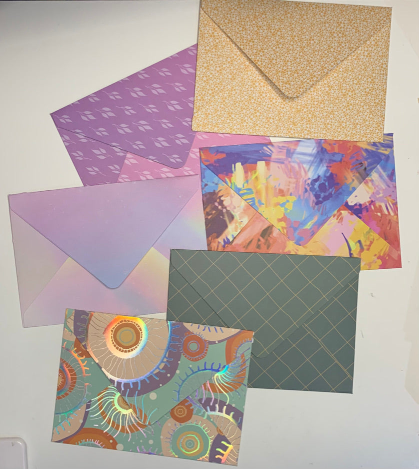 Mystery 5x7 handmade envelopes - pack of 5