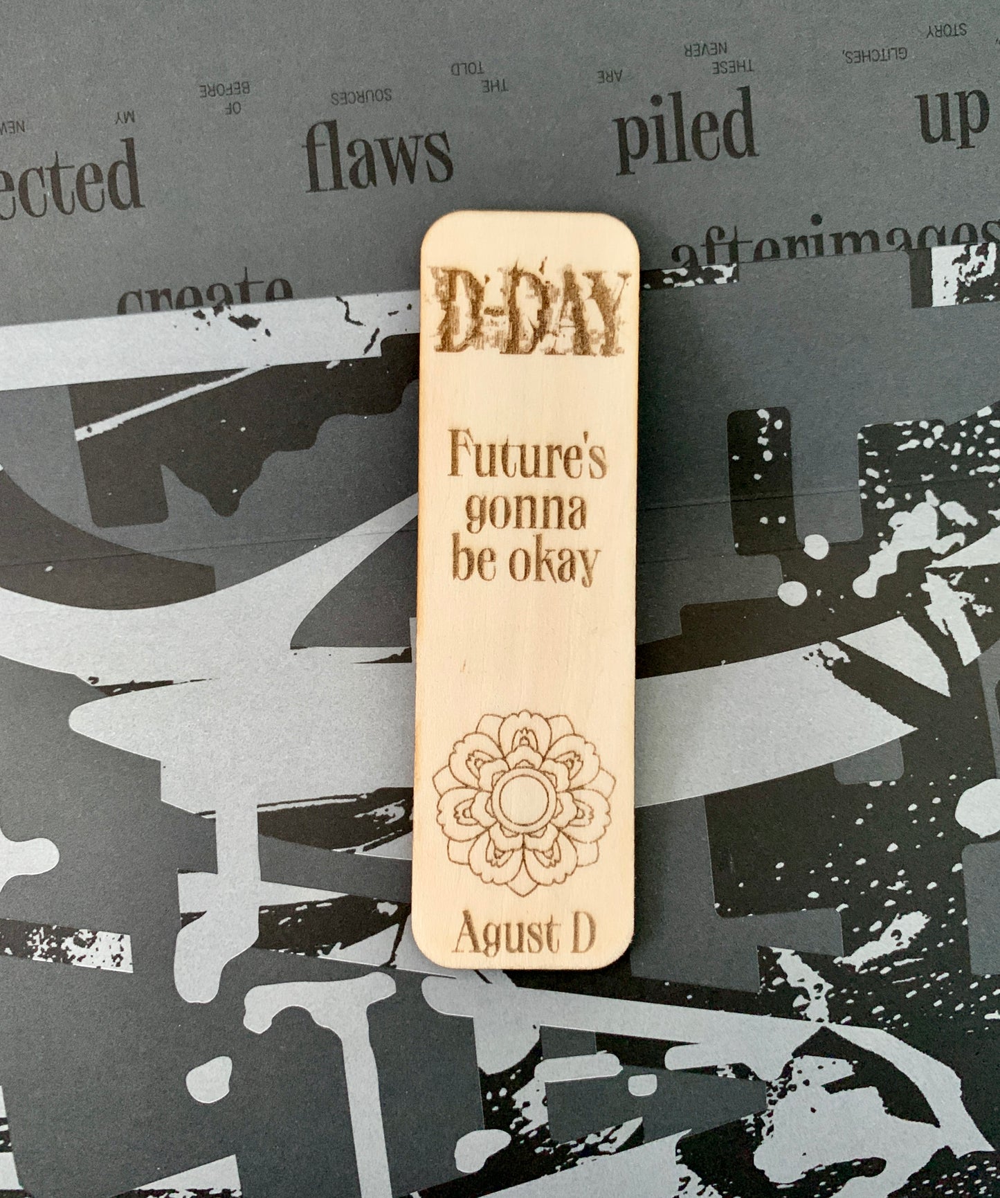 Engraved wooden bookmark - Agust D D-DAY inspired