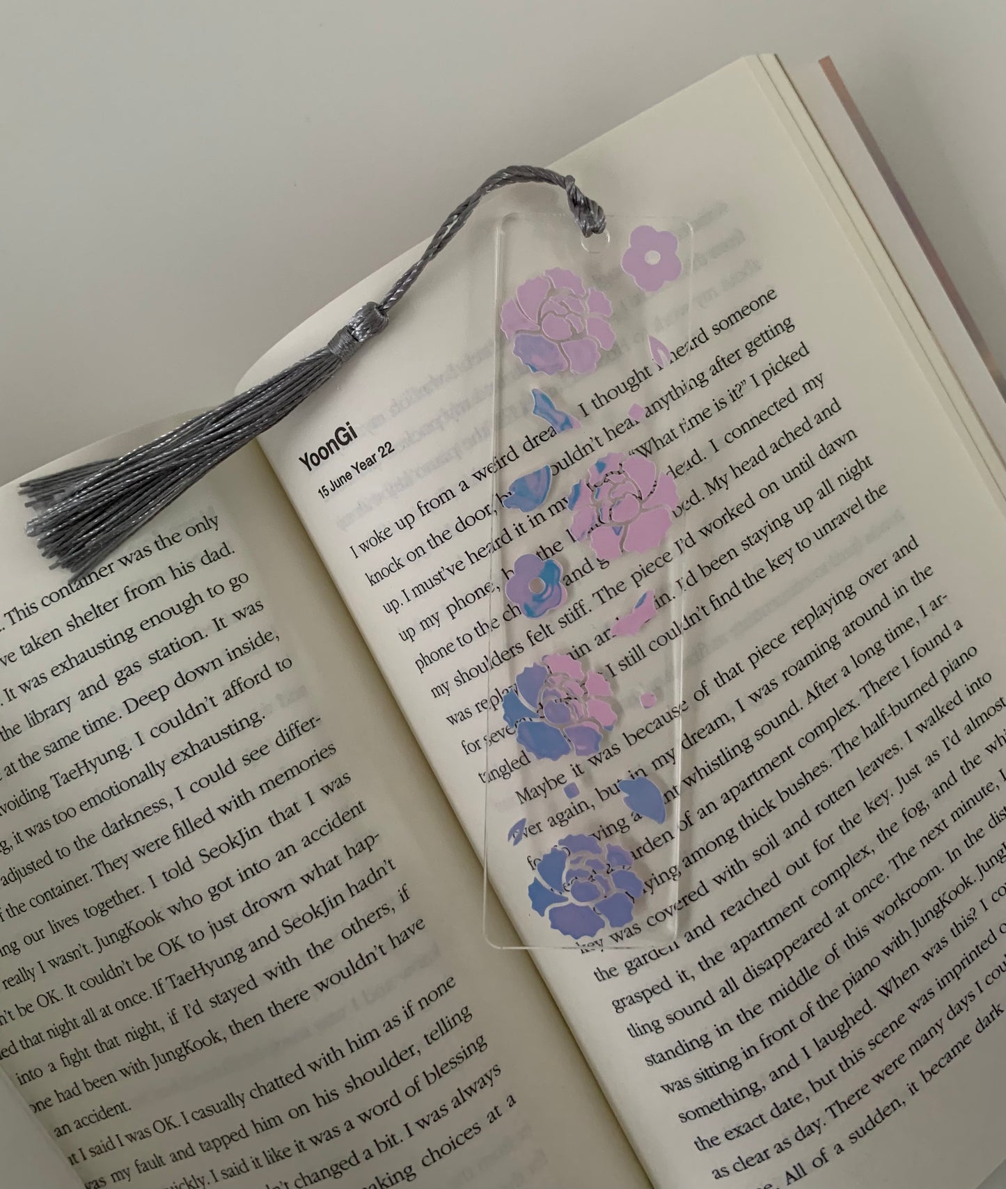 Bloom Again lotus flower acrylic bookmark with tassel