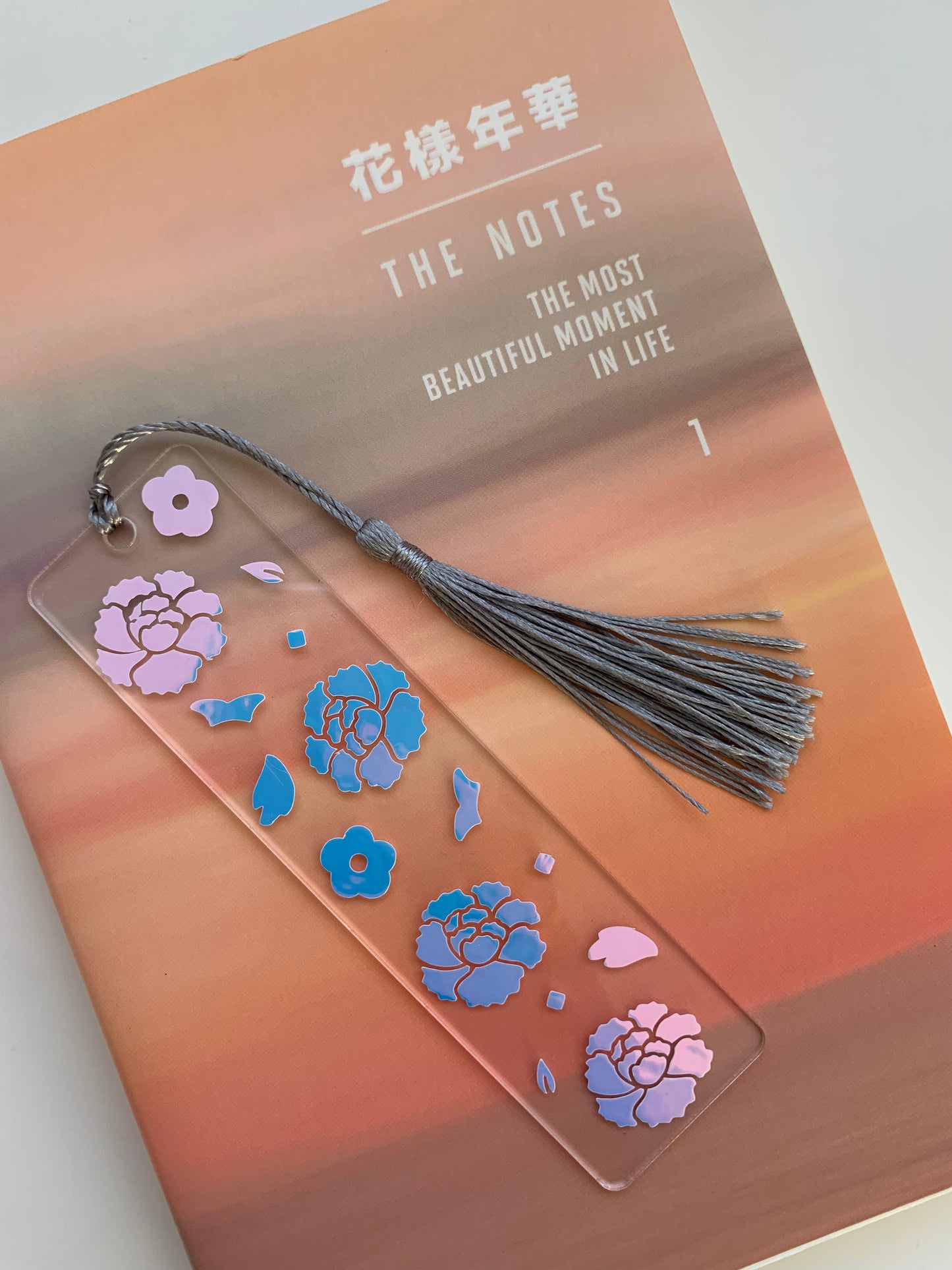 Bloom Again lotus flower acrylic bookmark with tassel