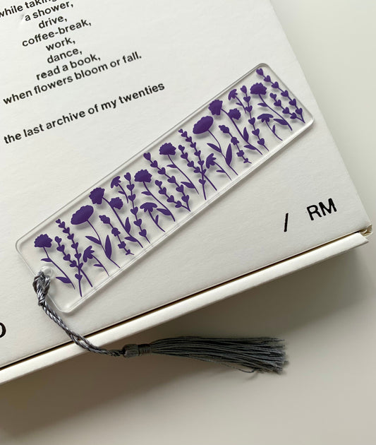 Wildflower acrylic floral bookmark with tassel