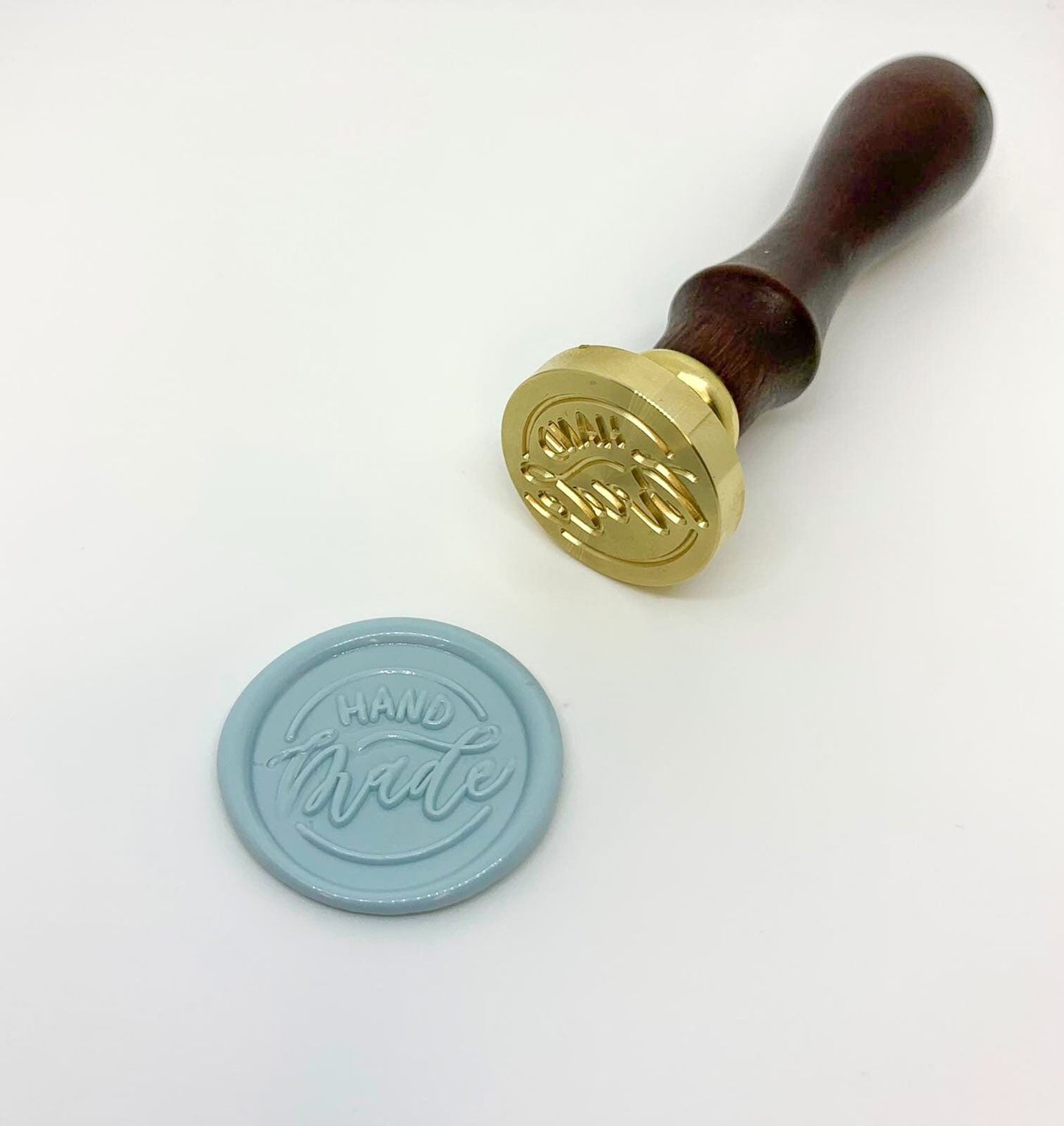 "Hand Made" powder blue self adhesive wax seals - Inkflowerr