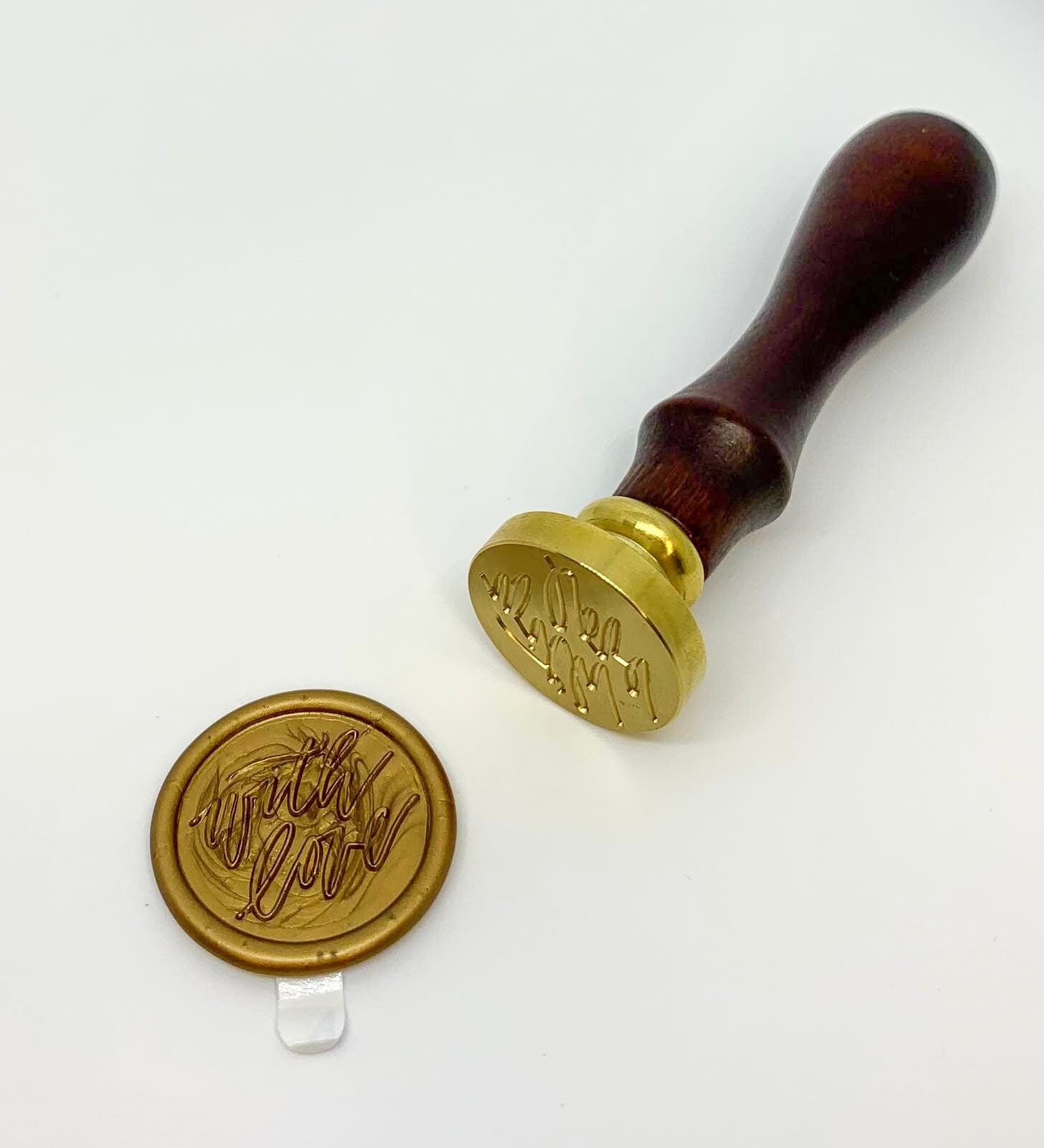 "With Love" antique gold self adhesive wax seals - Inkflowerr