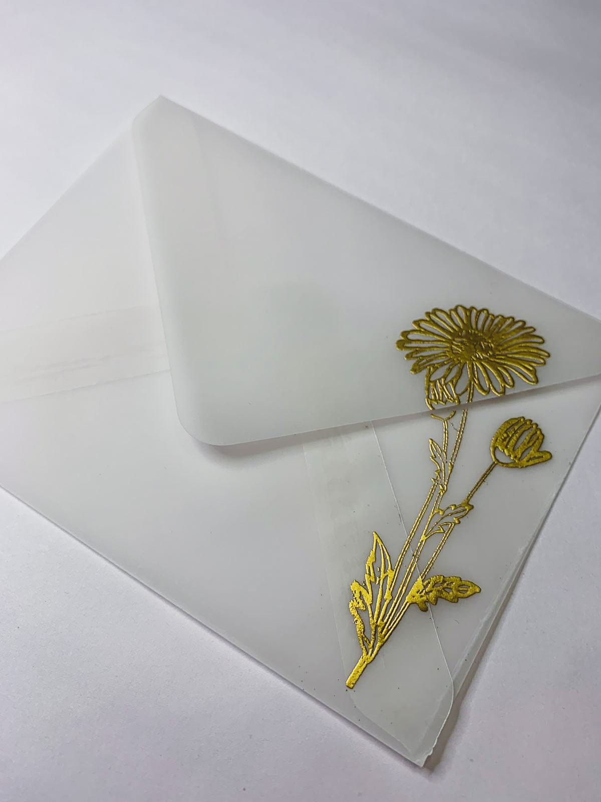 Plain/Embossed Gold Daisy Vellum A2 Envelopes - Inkflowerr