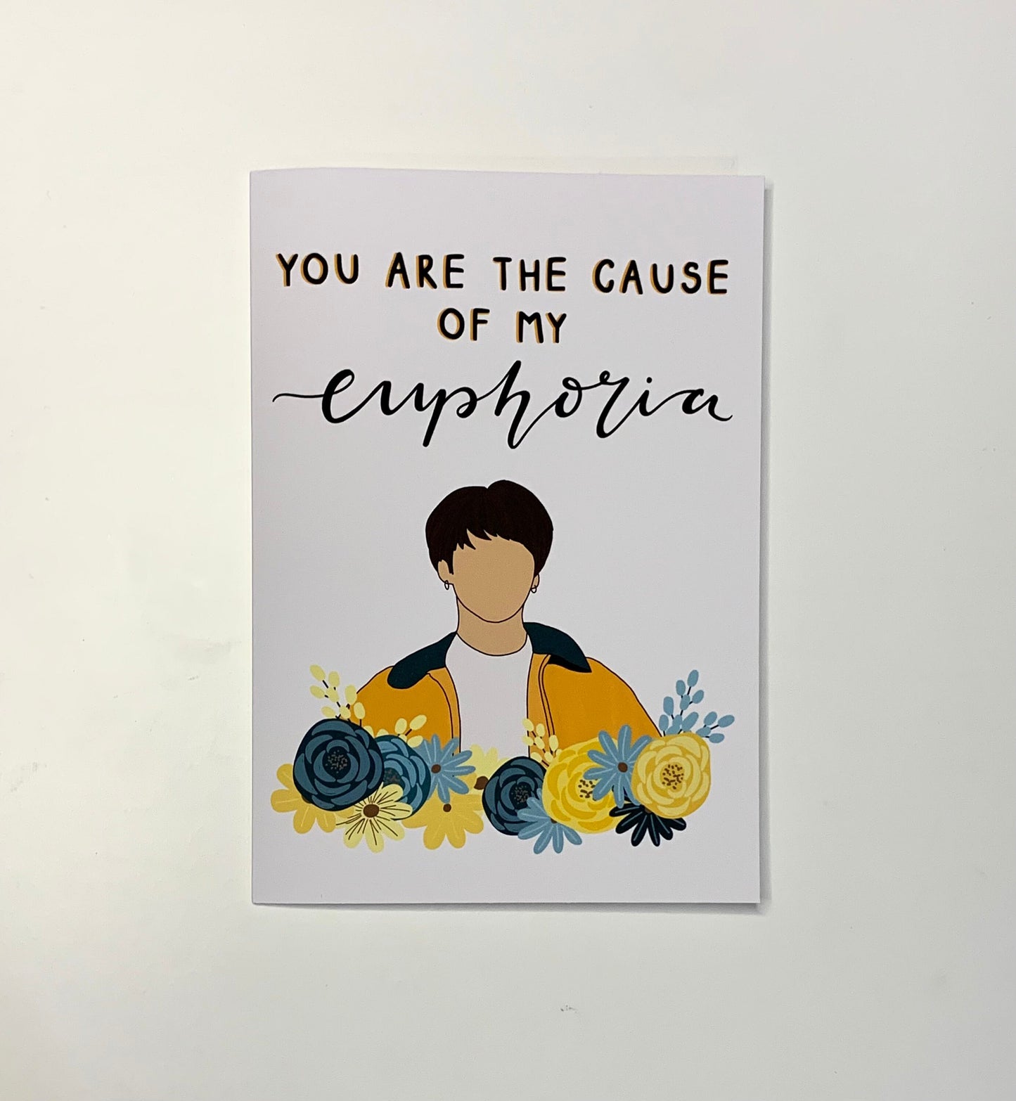 "You are the cause of my euphoria" BTS Jungkook inspired greeting card - Inkflowerr