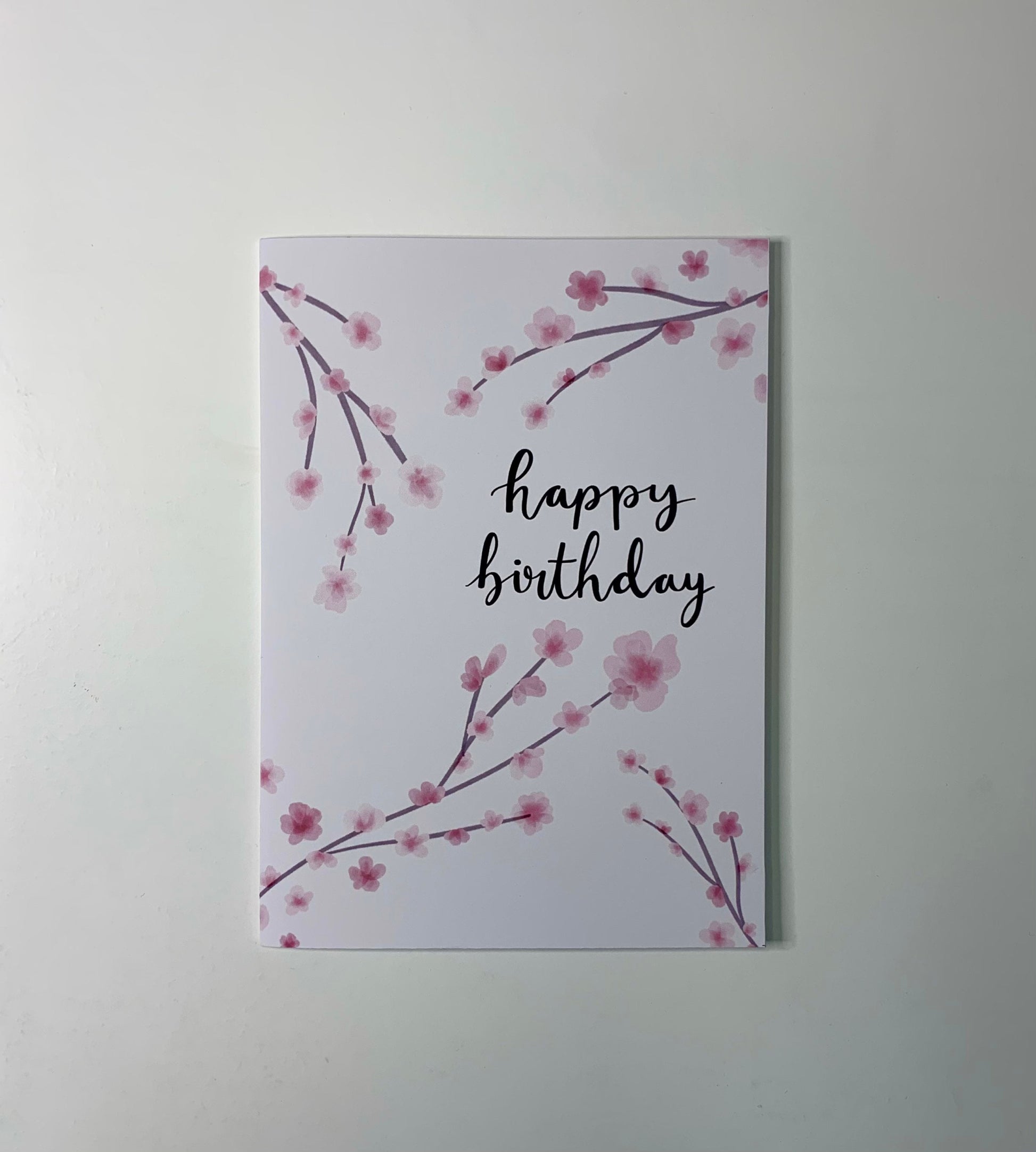 Happy Birthday cherry blossom birthday greeting card - Inkflowerr