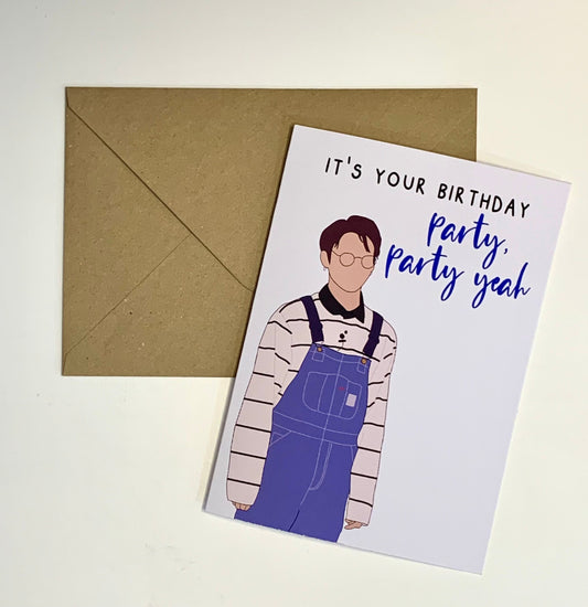 "It’s your birthday party party yeah" BTS Jungkook inspired birthday greeting card - Inkflowerr