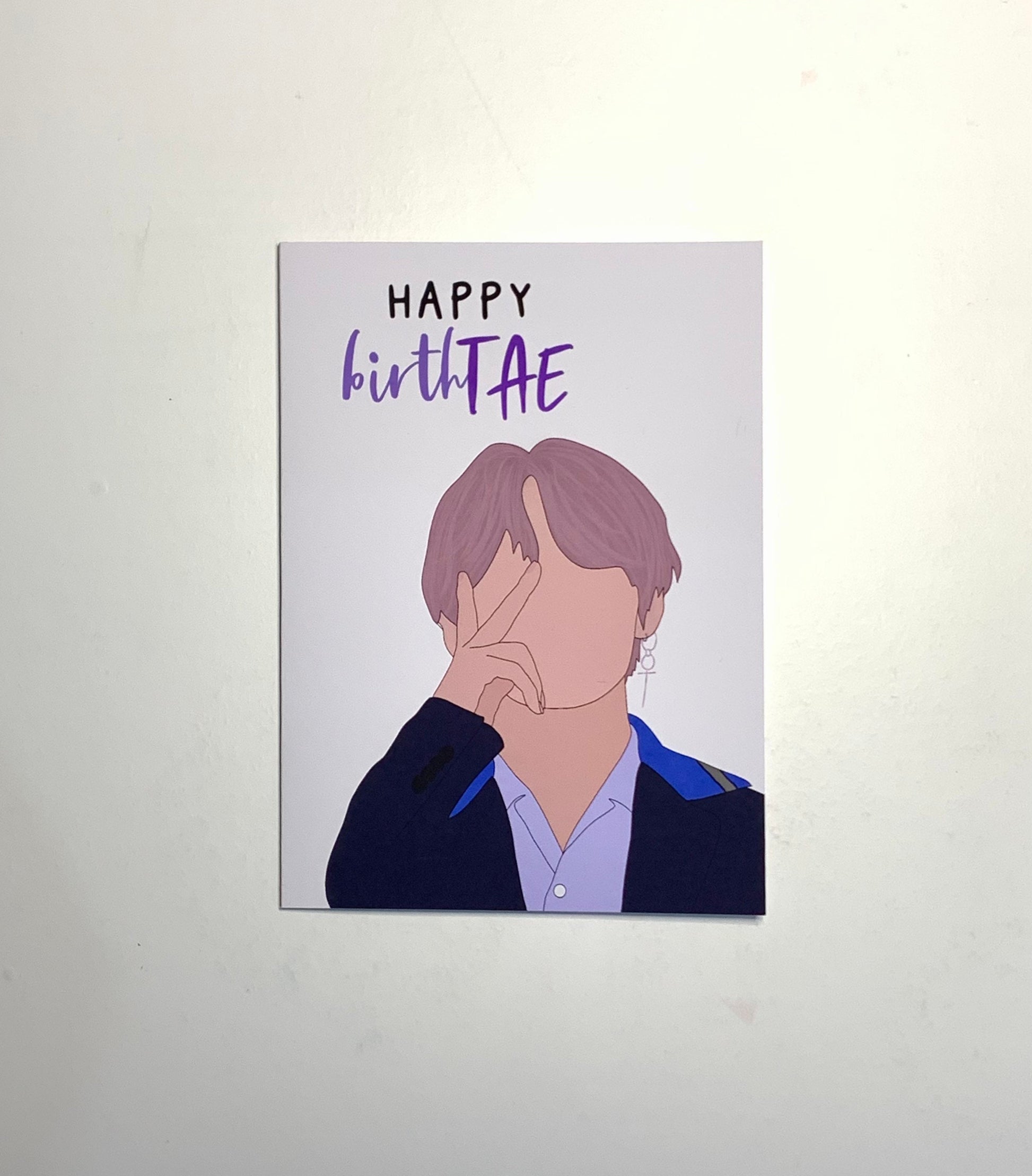 "Happy BirthTAE" BTS birthday greeting card - Inkflowerr