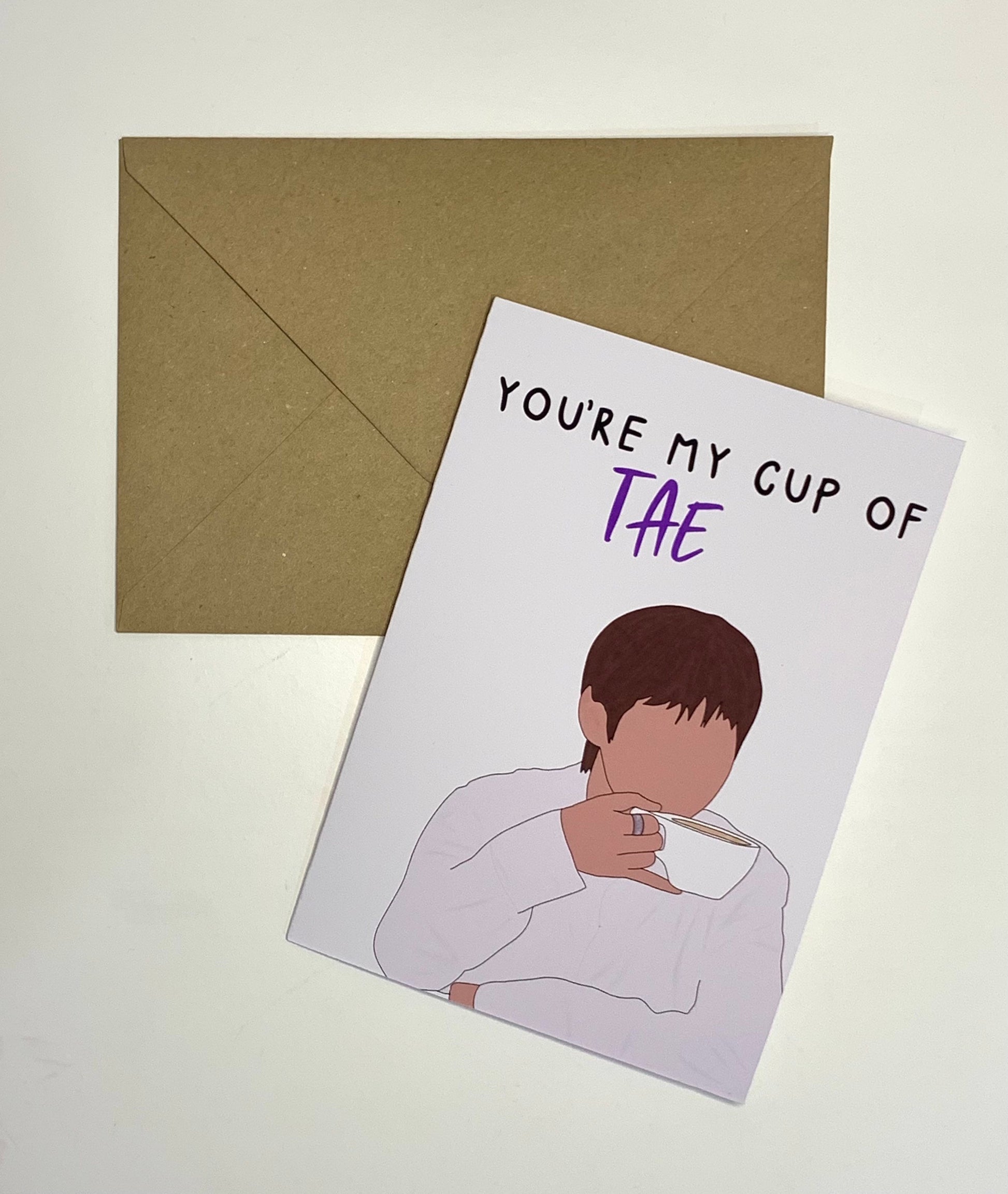 "You’re my cup of TAE" - BTS V/Taehyung inspired greeting card - Inkflowerr