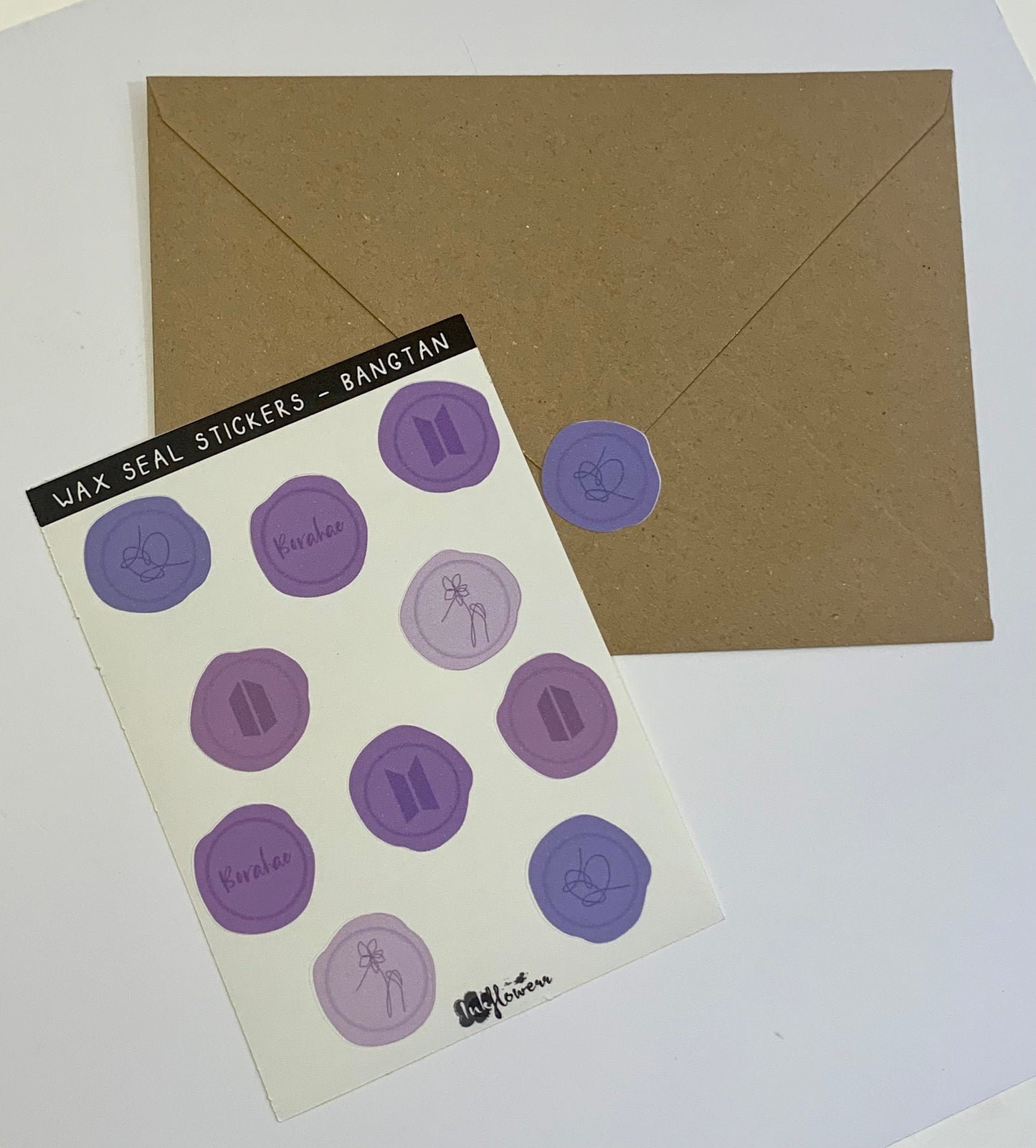 Wax Seals - BTS inspired purple matte sticker sheet