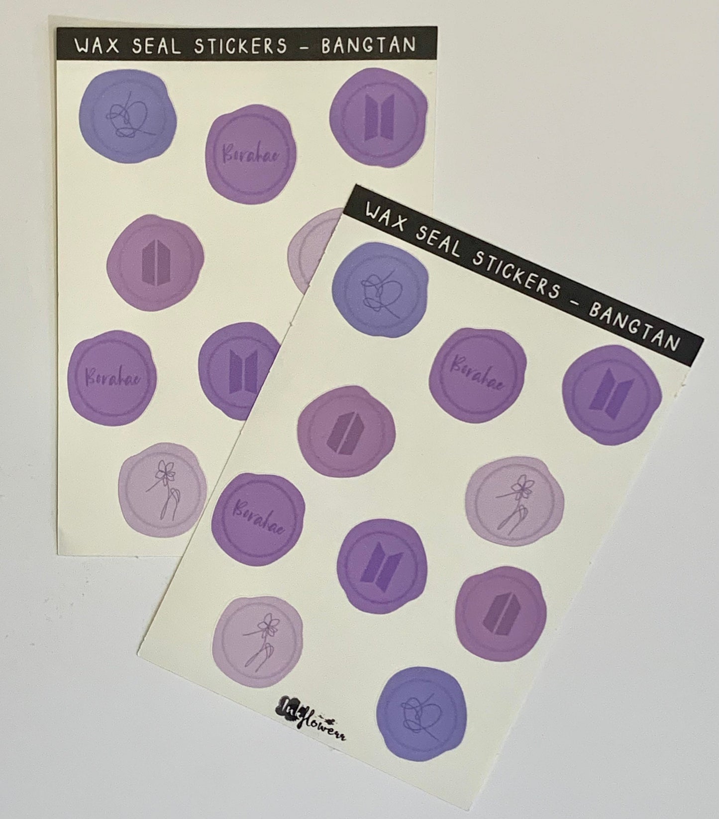 Wax Seals - BTS inspired purple matte sticker sheet