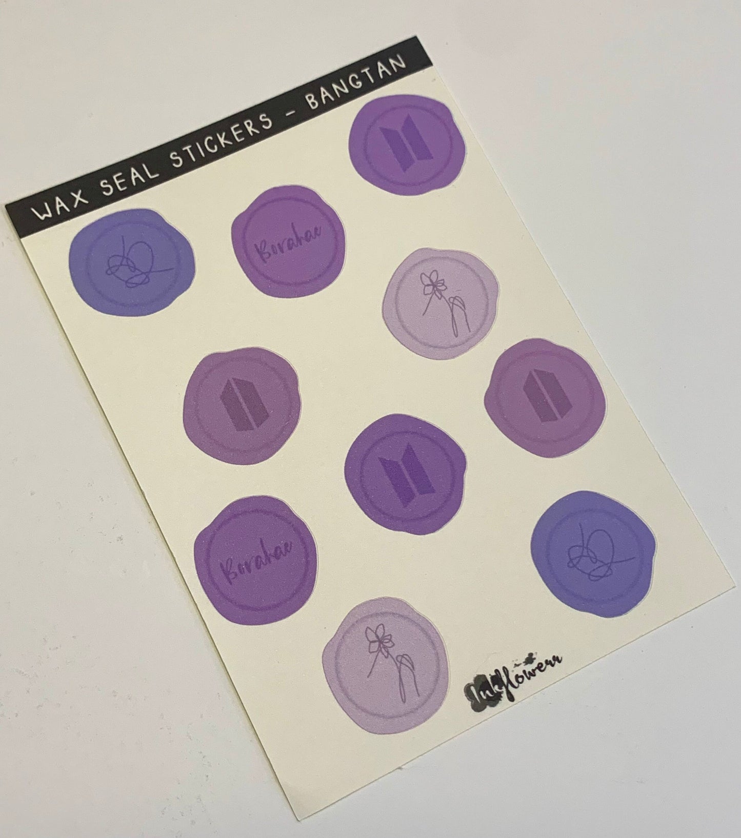 Wax Seals - BTS inspired purple matte sticker sheet