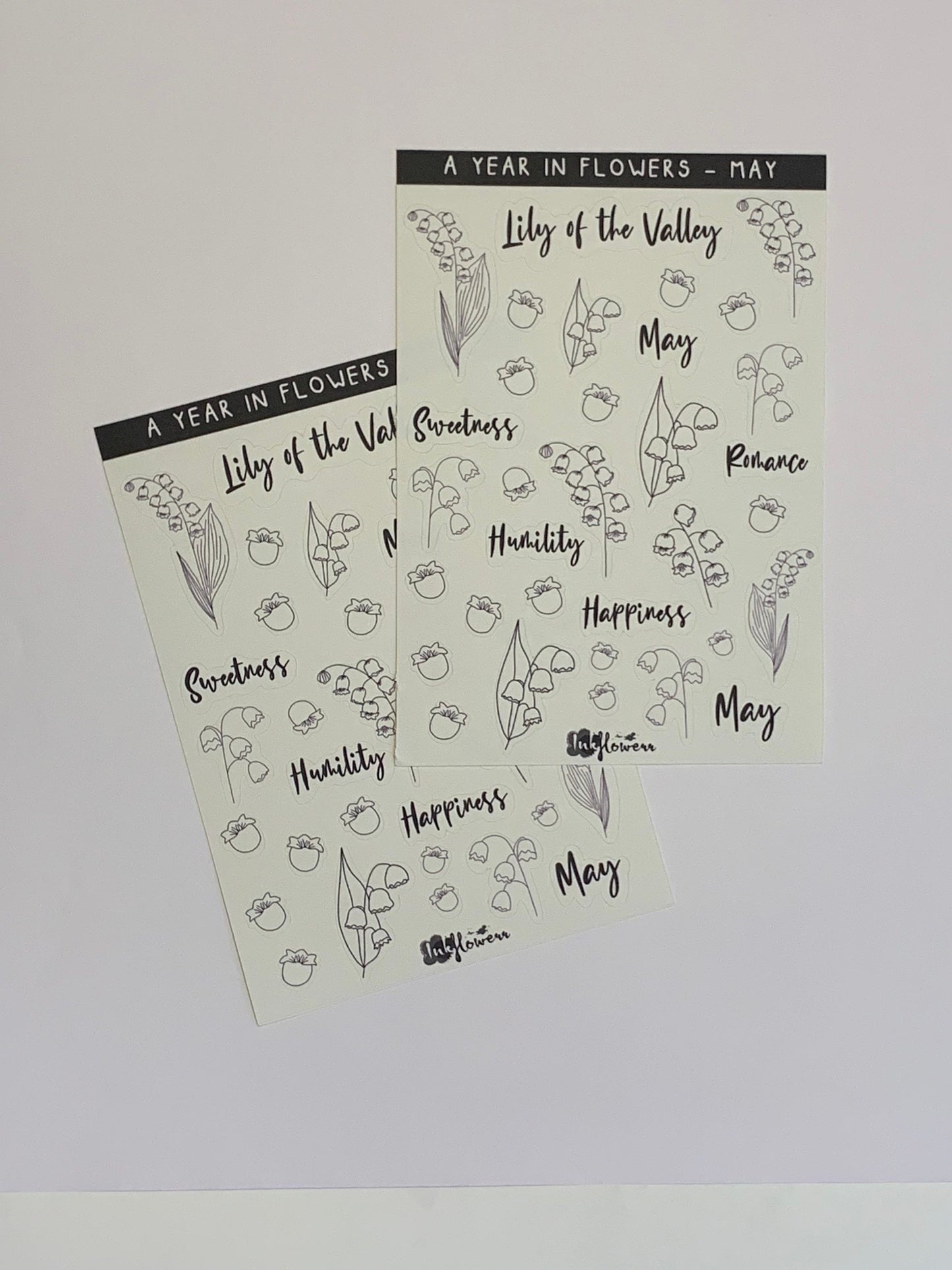 Year in Flowers - May Lily of the Valley floral matte sticker sheet