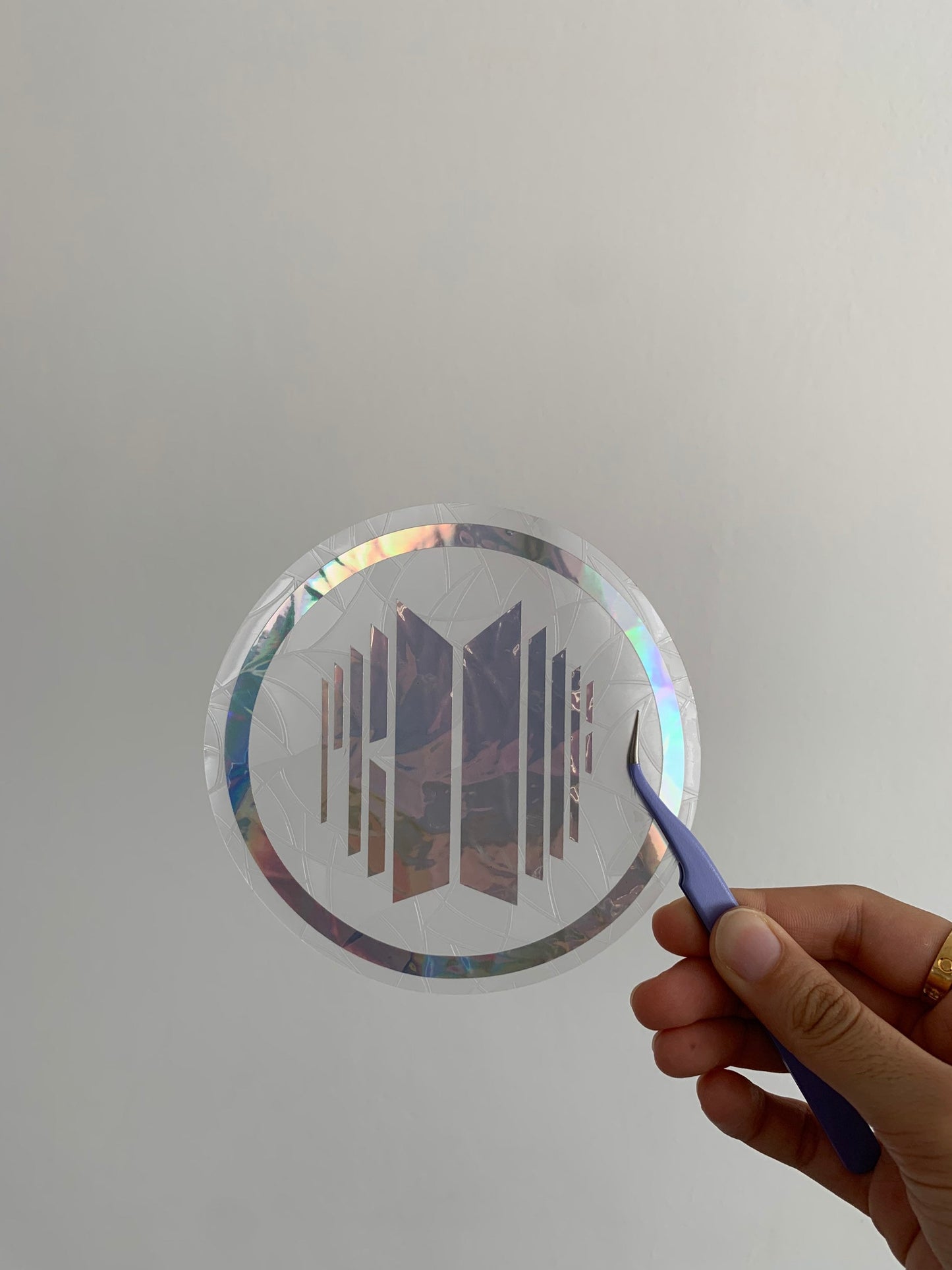 BTS PROOF logo rainbow sun catcher