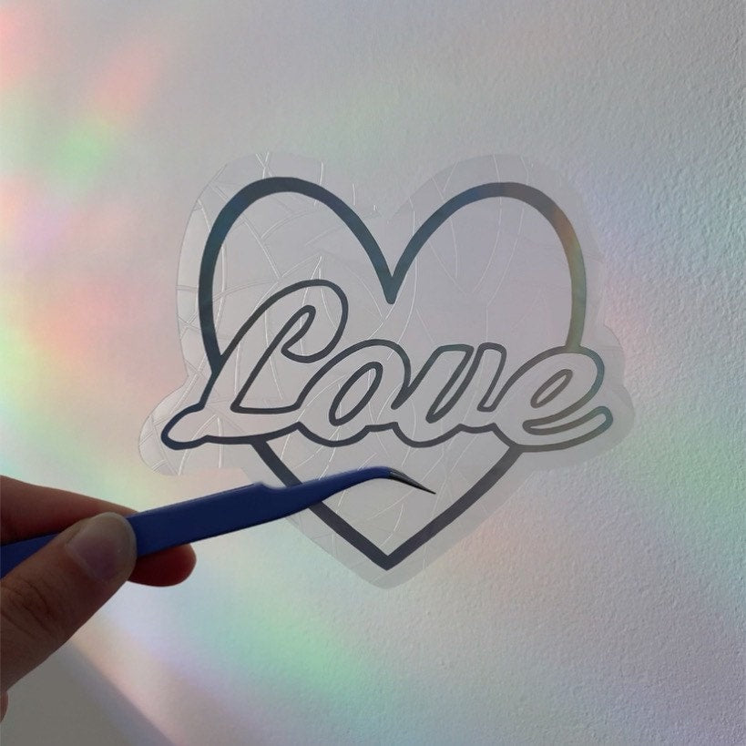 Boy with Luv "love heart" rainbow sun catcher