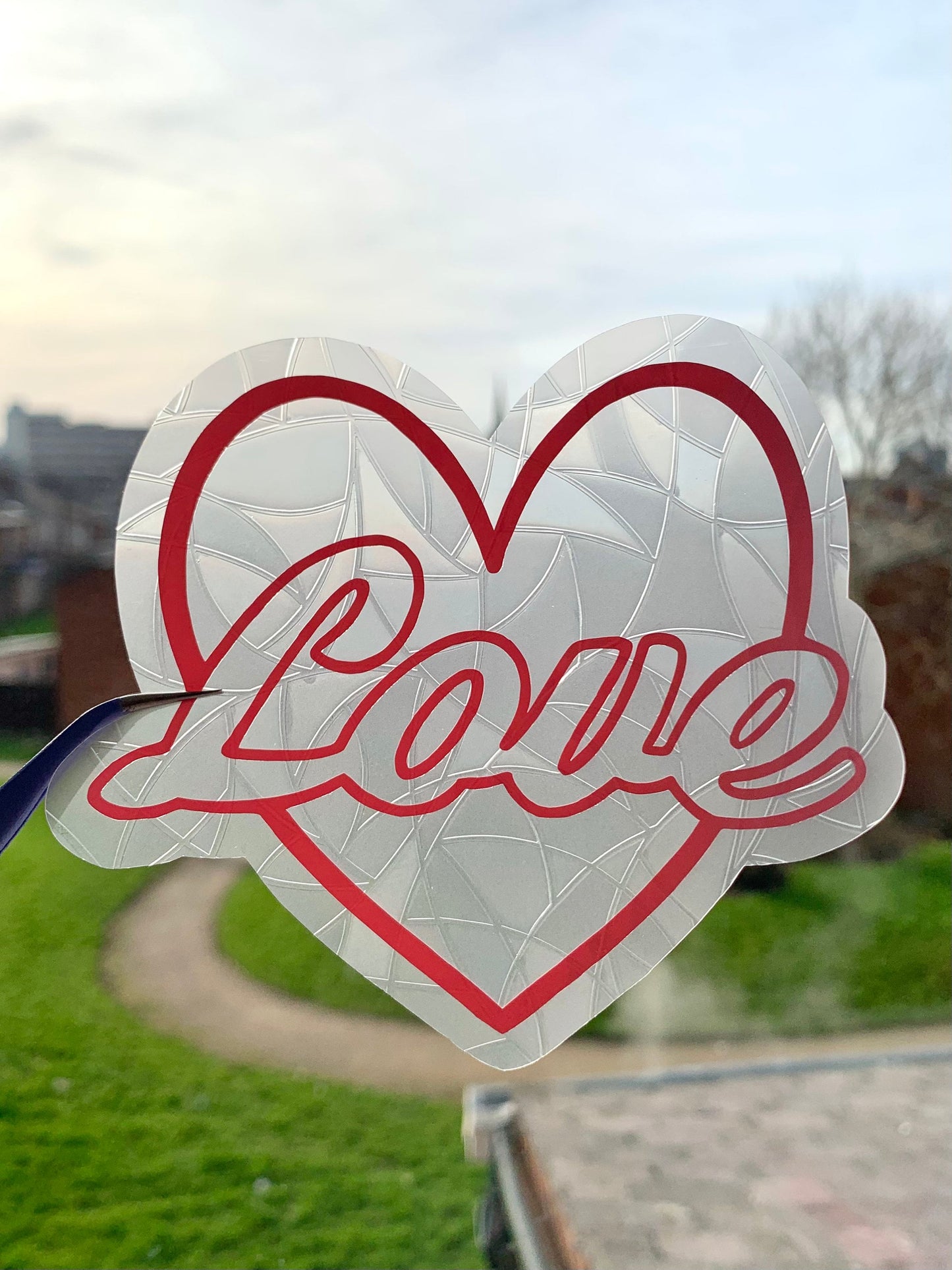 Boy with Luv "love heart" rainbow sun catcher